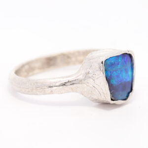 Sterling Silver Blue Green Purple Solid Australian Boulder Opal Ring