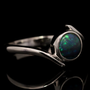 Sterling Silver Blue Green Black Opal Ring