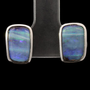 Sterling Silver Blue Green Purple Boulder Opal Earrings
