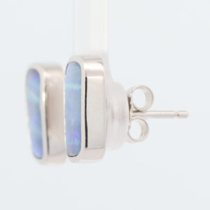 Sterling Silver Blue Green Purple Solid Australian Boulder Opal Stud Earrings