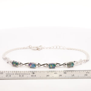 Sterling Silver Red Blue Green Orange Sterling Silver Australian Triplet Opal Bracelet