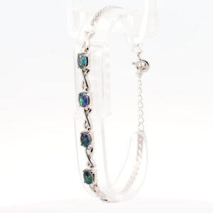 Sterling Silver Red Blue Green Orange Sterling Silver Australian Triplet Opal Bracelet