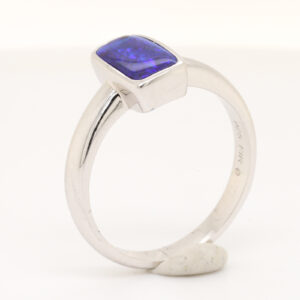 Sterling Silver Blue Purple Solid Australian Boulder Opal Ring