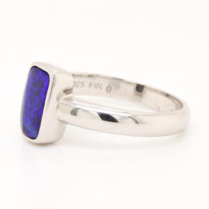 Sterling Silver Blue Purple Solid Australian Boulder Opal Ring