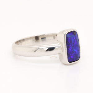 Sterling Silver Blue Purple Solid Australian Boulder Opal Ring