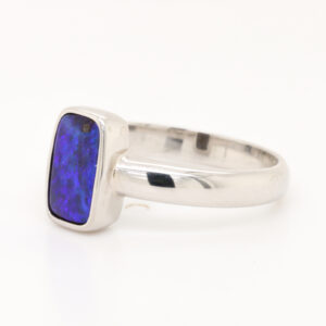 Sterling Silver Blue Purple Solid Australian Boulder Opal Ring