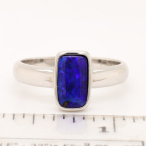 Sterling Silver Blue Purple Solid Australian Boulder Opal Ring