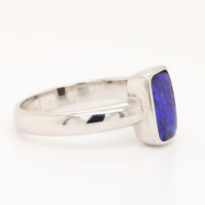 Sterling Silver Blue Purple Solid Australian Boulder Opal Ring