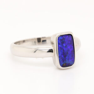 Sterling Silver Blue Purple Solid Australian Boulder Opal Ring