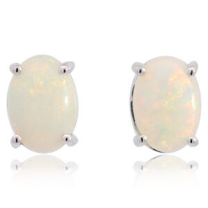 White Gold Green Blue Orange Pink Solid Australian Crystal Opal Stud Earrings