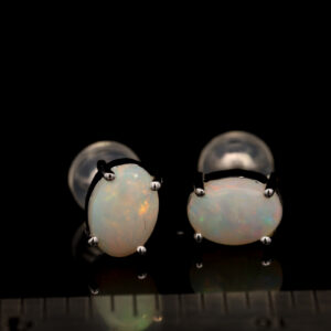 White Gold Green Blue Orange Pink Solid Australian Crystal Opal Stud Earrings