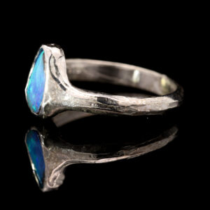 Sterling Silver Blue Green Solid Australian Boulder Opal Ring
