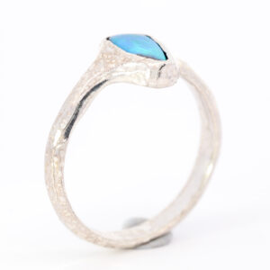 Sterling Silver Blue Green Solid Australian Boulder Opal Ring