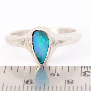 Sterling Silver Blue Green Solid Australian Boulder Opal Ring