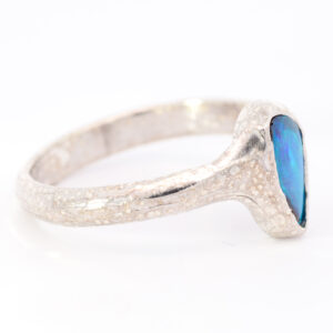 Sterling Silver Blue Green Solid Australian Boulder Opal Ring