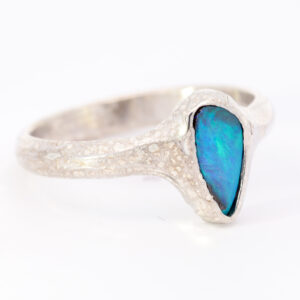 Sterling Silver Blue Green Solid Australian Boulder Opal Ring