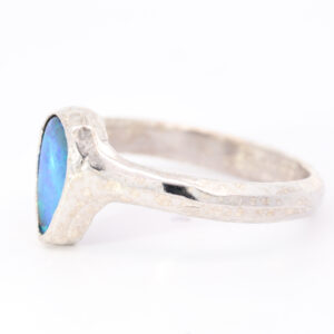 Sterling Silver Blue Green Solid Australian Boulder Opal Ring