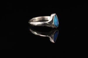 Sterling Silver Blue Green Solid Australian Boulder Opal Ring