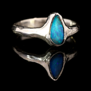 Sterling Silver Blue Green Solid Australian Boulder Opal Ring