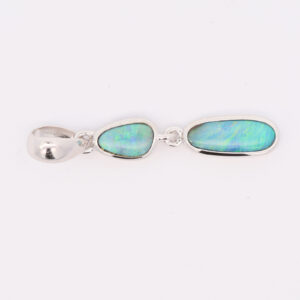 Sterling Silver Blue Green Solid Australian Boulder Opal Necklace Pendant