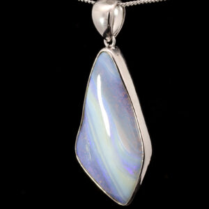 Sterling Silver Blue Purple Green Solid Australian Boulder Opal Necklace Pendant