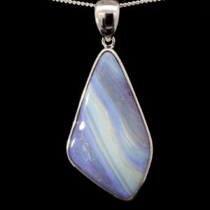 Sterling Silver Blue Purple Green Solid Australian Boulder Opal Necklace Pendant