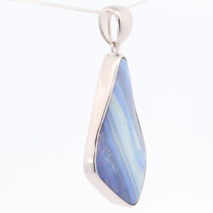 Sterling Silver Blue Purple Green Solid Australian Boulder Opal Necklace Pendant