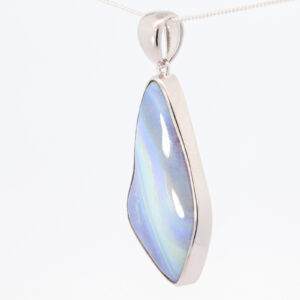 Sterling Silver Blue Purple Green Solid Australian Boulder Opal Necklace Pendant