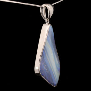 Sterling Silver Blue Purple Green Solid Australian Boulder Opal Necklace Pendant