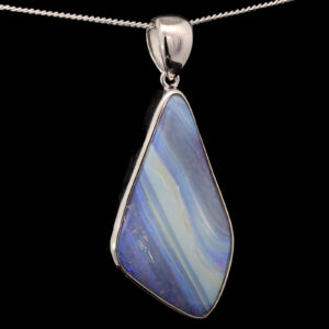 Sterling Silver Blue Purple Green Solid Australian Boulder Opal Necklace Pendant