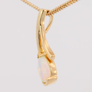 Yellow Gold Blue Green Solid Australian Crystal Opal Necklace Pendant