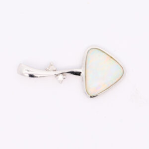 White Gold Blue Green Yellow Orange Solid Australian Crystal Opal and Diamond Necklace Pendant