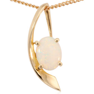 Yellow Gold Blue Green Yellow Orange Pink Solid Australian Crystal Opal Necklace Pendant