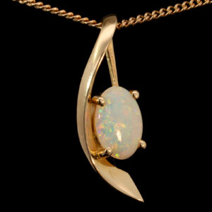 Yellow Gold Blue Green Yellow Orange Pink Solid Australian Crystal Opal Necklace Pendant