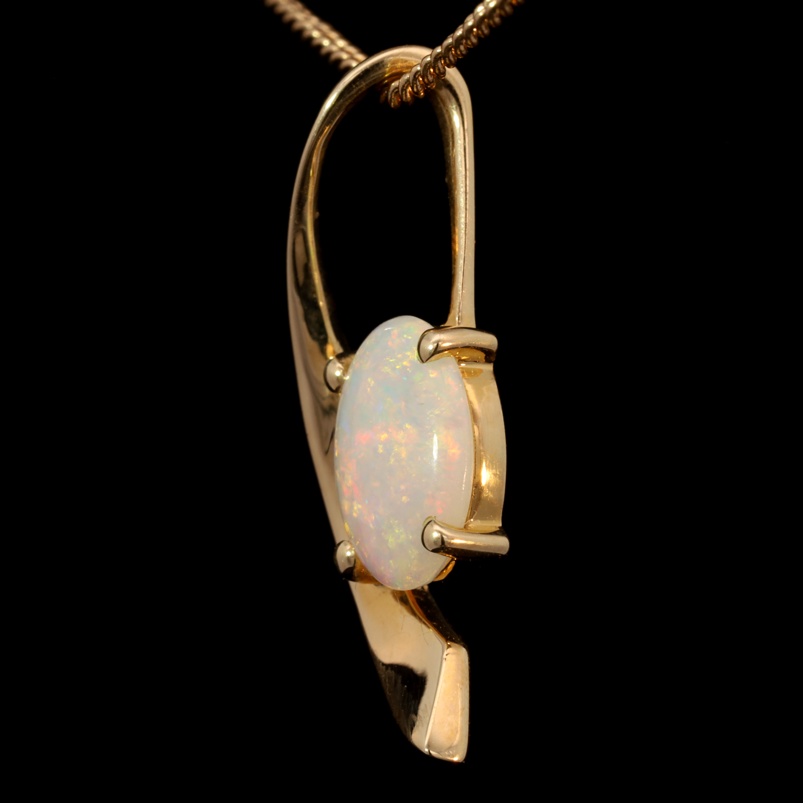 Yellow Gold Blue Green Yellow Orange Pink Solid Australian Crystal Opal Necklace Pendant