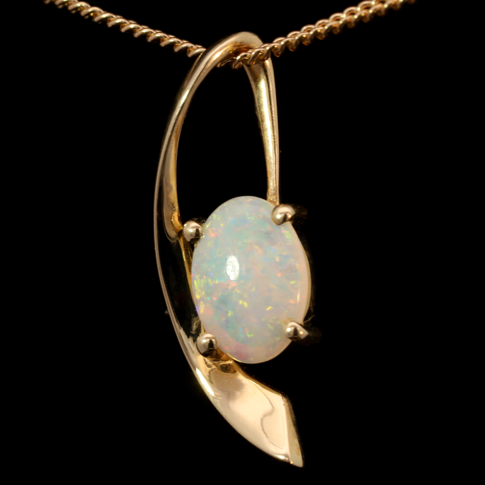 Yellow Gold Blue Green Yellow Orange Pink Solid Australian Crystal Opal Necklace Pendant
