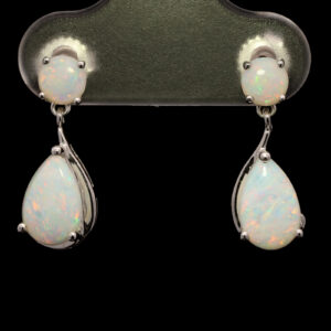 White Gold Blue Green yellow orange pink Solid Australian Crystal Opal Earrings