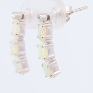 White Gold Blue Green Yellow Orange Solid Australian Crystal Opal and Diamond Earrings