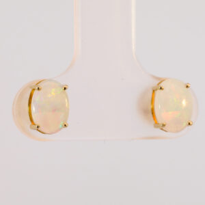 Yellow Gold Blue Green Yellow Orange Red Solid Australian Crystal Opal Stud Earrings