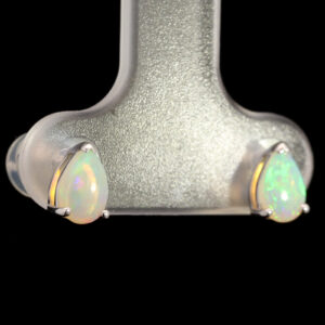 White Gold Blue Green Solid Australian Crystal Opal Earrings