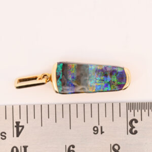 Yellow Gold Blue Green Yellow Orange Red Boulder Opal Necklace Pendant