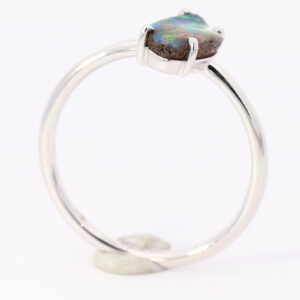 White Gold Blue Green Red Yellow Orange Solid Australian Boulder Opal Engagement Ring