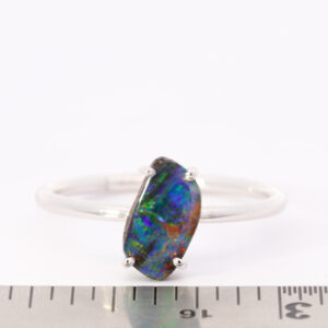 White Gold Blue Green Red Yellow Orange Solid Australian Boulder Opal Engagement Ring