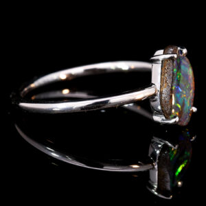 White Gold Blue Green Red Yellow Orange Solid Australian Boulder Opal Engagement Ring