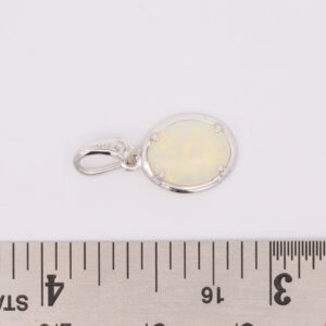 White Gold Blue Green Yellow Orange Solid Australian Crystal Opal and Diamond Pendant Necklace