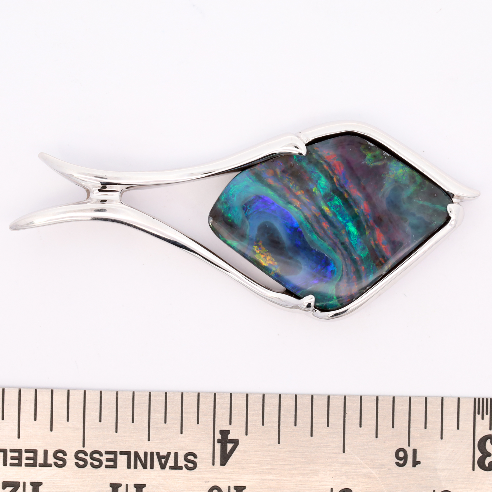 White Gold Blue Green Orange Red Yellow Pink Solid Australian Boulder Opal Necklace Pendant