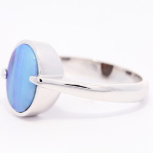 White Gold Blue Purple Green Solid Australian Boulder Opal Engagement Ring