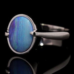 White Gold Blue Purple Green Solid Australian Boulder Opal Engagement Ring