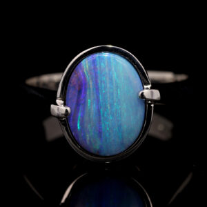 White Gold Blue Purple Green Solid Australian Boulder Opal Engagement Ring