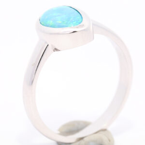 White Gold Blue Green Yellow Solid Australian Boulder Opal Engagement Ring